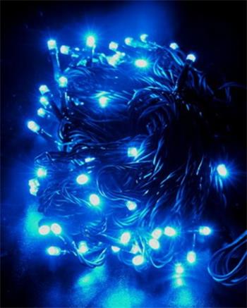 Solight řetěz LED, 120 LED, 20m, přívod 5m, 8 funkcí, IP44, modrý