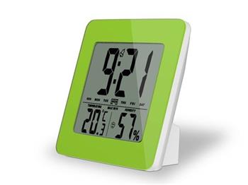 Solight TE12G teploměr, teplota, vlhkost, budík, LCD displej, pastelově zelený rámeček