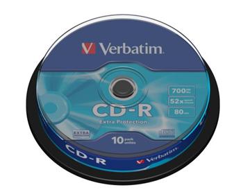 Verbatim CD-R 700MB 52x, 10ks - média, Extra Protection, spindle 43437