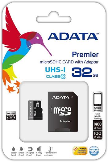 Adata Micro SDHC Premier 32GB UHS-I + SD adaptér