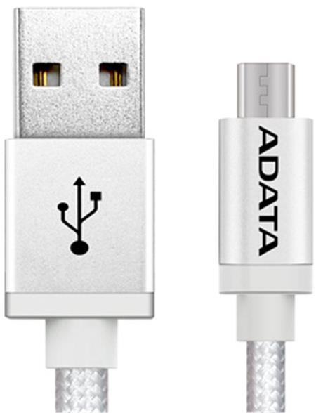ADATA Micro USB kabel pletený, 100cm, stříbrný