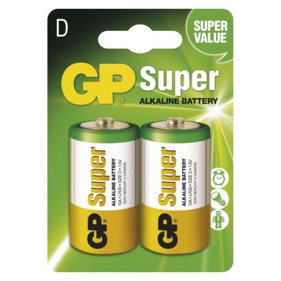 Alkalická baterie GP Super LR20 (D), blistr 2 pack