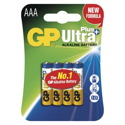 Alkalická baterie GP Ultra Plus LR03 (AAA), blistr 4 ks