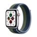 Apple Watch SE GPS + Cellular, 44mm Silver Aluminium Case with Abyss Blue/Moss Green Sport Loop