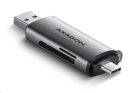 Axagon CRE-SAC, USB3.2 Gen1 Type-C + Type-A - externí čtečka karet SD/microSD, podpora UHS-I