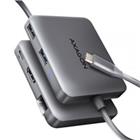 Axagon HMC-5HL USB 5Gbps hub, 2x USB-A, HDMI 4k 60Hz, RJ-45 GLAN, PD 100W, kabel USB-C 20cm