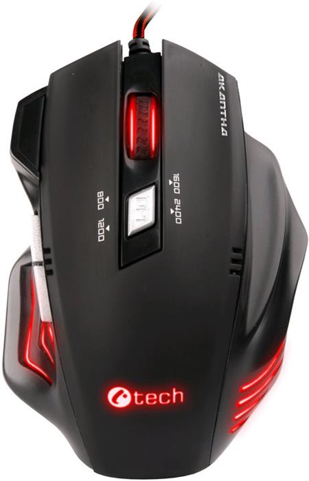 C-TECH Akantha (GM-01R), herní, červené podsvícení, 2400DPI, USB myš