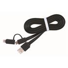 C-TECH Kabel USB COMBO, MicroUSB + Lightning, 1m, černý