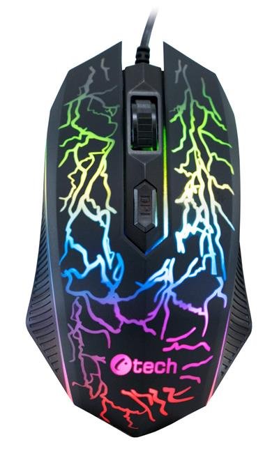 C-TECH Tychon (GM-03P), Herní myš, casual gaming, herní, 7 barev podsvícení, 3200DPI, USB