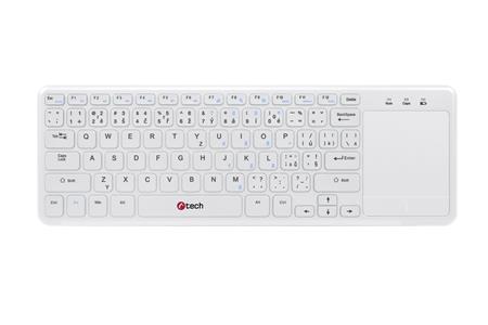 C-TECH WLTK-01W, bezdrátová klávesnice s touchpadem, bílá, USB