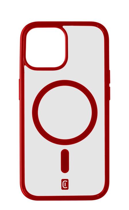 Cellularline Zadní kryt Pop Mag s podporou Magsafe pro Apple iPhone 15, čirý / červený