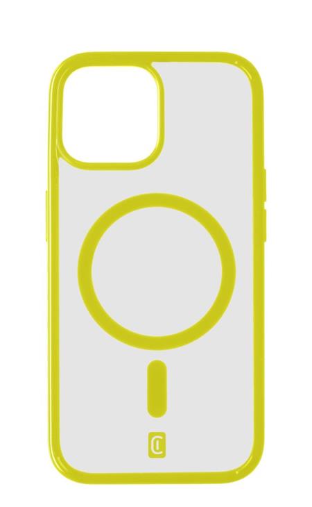 Cellularline Zadní kryt Pop Mag s podporou Magsafe pro Apple iPhone 15, čirý / limetkový