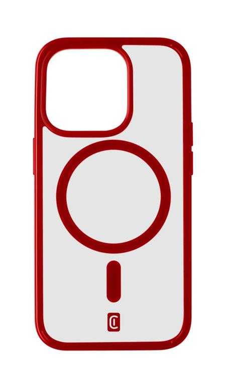 Cellularline Zadní kryt Pop Mag s podporou Magsafe pro Apple iPhone 15 Pro, čirý / červený