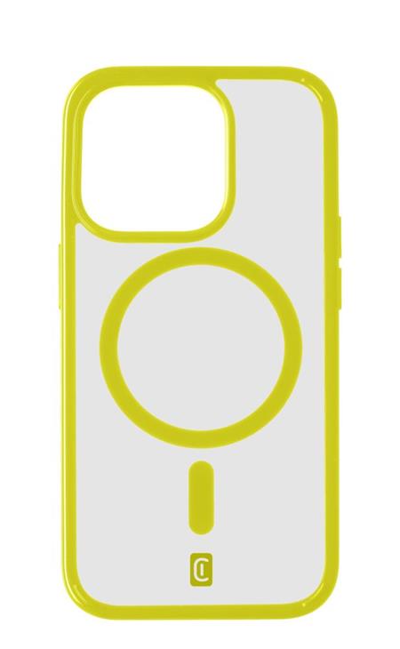 Cellularline Zadní kryt Pop Mag s podporou Magsafe pro Apple iPhone 15 Pro, čirý / limetkový