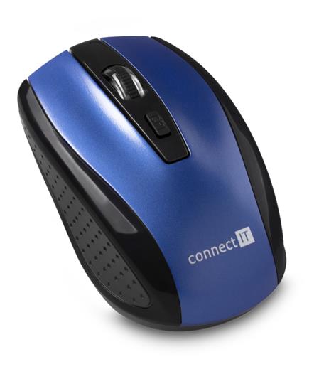 CONNECT IT Bezdrátová optická myš (+ 2x AAA baterie zdarma), modrá