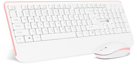 CONNECT IT Combo bezdrátová bílo-růžová klávesnice + myš, (+1x AAA +1x AA baterie zdarma), CZ + SK layout; CKM-7801-CS