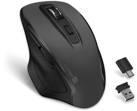 CONNECT IT Dual SmartSwitch bezdrátová myš, USB-A + C (+1x AA baterie zdarma), ŠEDÁ; CMO-3100-GY