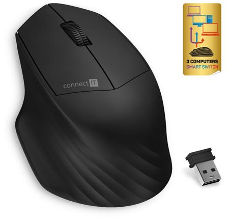 CONNECT IT Triple SmartSwitch bezdrátová myš, 2.4 GHz & Bluetooth 5.0, ČERNÁ; CMO-4040-BK