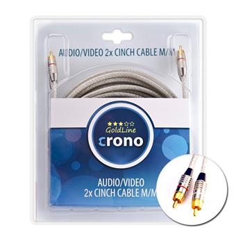 Crono kabel propojovací Cinch / Cinch - stereo, 2x Cinch (samec) / 2x Cinch (samec), vysoká kvalita, 3m