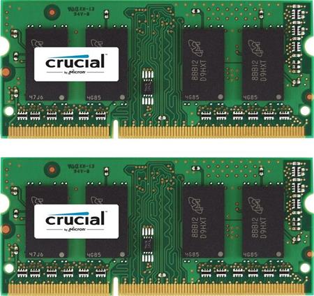 CRUCIAL 8GB=2x4GB DDR3L SO-DIMM 1600MHz PC3L-12800 CL11 1.35V/1.50V Dual Voltage