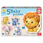 EDUCA Baby puzzle Divoká zvířátka 5v1 (3-5 dílků)