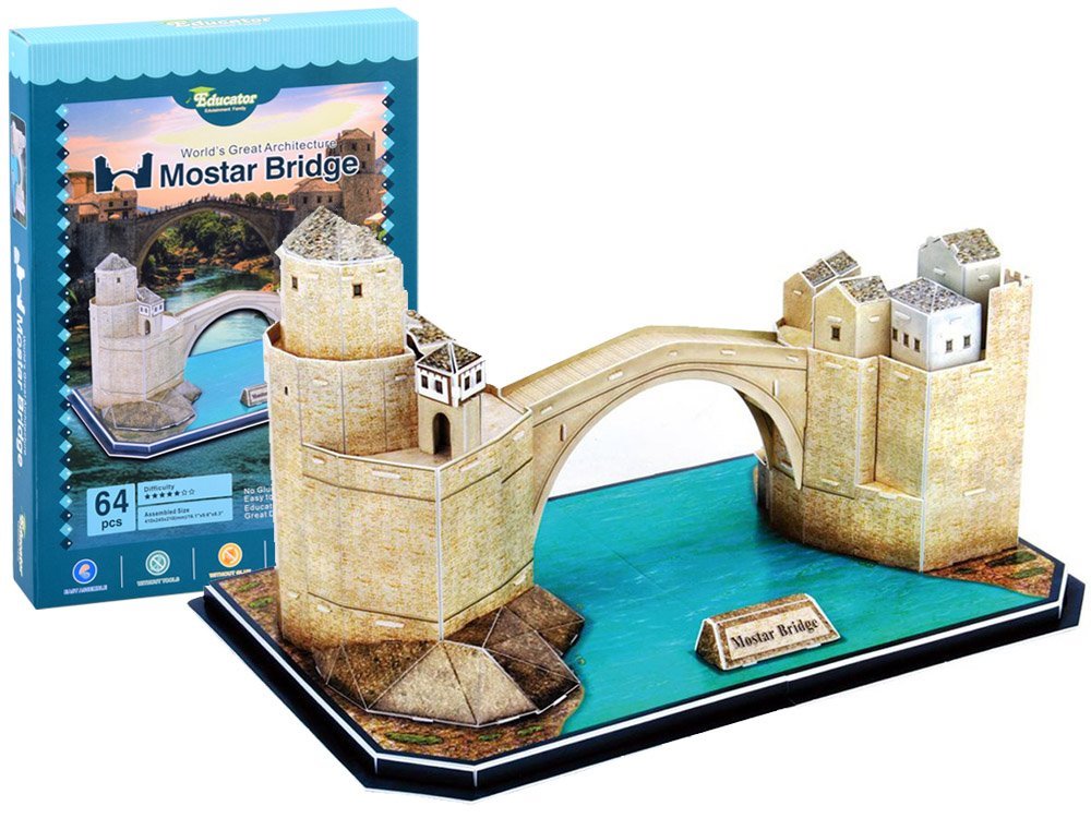 EDUCATOR 3D puzzle Obloukový most v Mostaru, Bosna a Hercegovina 64 dílků
