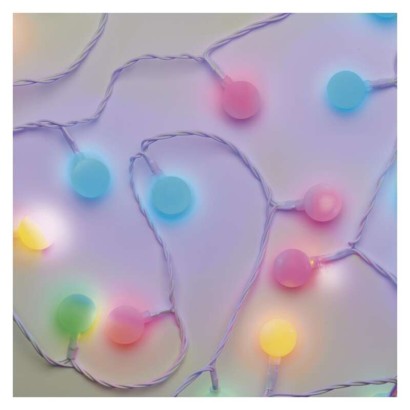 EMOS LED světelný cherry řetěz – kuličky 2,5 cm, 4 m, venkovní i vnitřní, multicolor, časovač