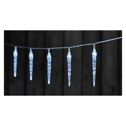 EMOS LED vánoční girlanda – 10x rampouch, 1,35 m, 2x AA, vnitřní, studená bílá, časovač