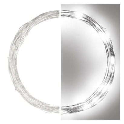 EMOS LED vánoční nano řetěz stříbrný, 4 m, venkovní i vnitřní, studená bílá, časovač