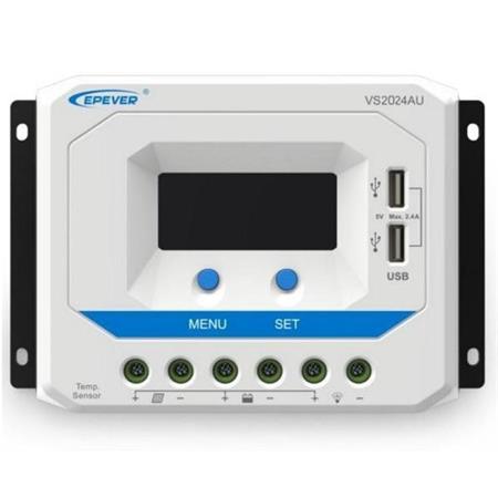 Epever VS2024AU solární PWM regulátor 12/24 V, 20 A, USB, vstup 50V