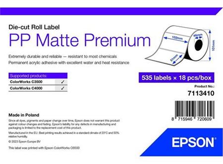 Epson PP Matte Label Premium, 102mm x 51mm, 535 Labels