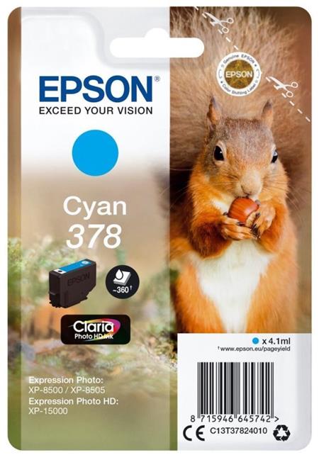 Epson Singlepack Cyan 378 Claria Photo HD Ink C13T37824010 - originální