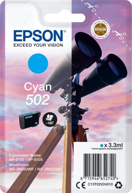 Epson singlepack,Cyan 502,Ink,standard C13T02V24010