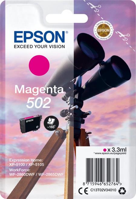 Epson singlepack,Magenta 502,Ink,standard C13T02V34010