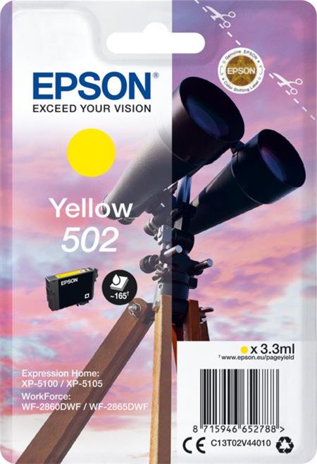 Epson singlepack,Yellow 502XL,Ink,XL C13T02W44010