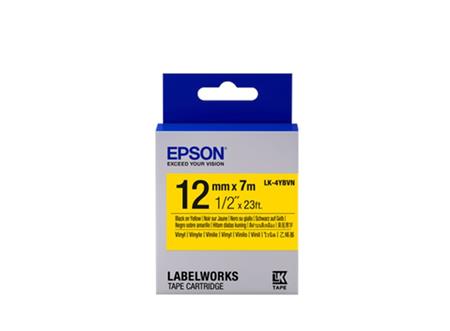 Epson Tape Cartridge LK-4YBVN Vinyl, Black Yellow 12mm 7m