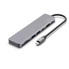 Fixed 7-portový hliníkový USB-C HUB Card pro notebooky a tablety, šedý