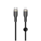 Fixed Nabíjecí a datový opletený kabel s konektory USB-C/Lightning a podporou PD, 1.2m, MFI, černý