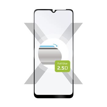 Fixed Ochranné tvrzené sklo Full-Cover pro Samsung Galaxy A12, lepení přes celý displej, černé; FIXGFA-653-BK