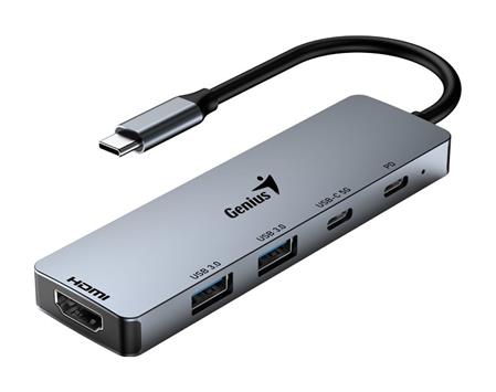 Genius hub UH-500 USB-C na HDMI 2x USB3.0 USB-C 100W PD šedý