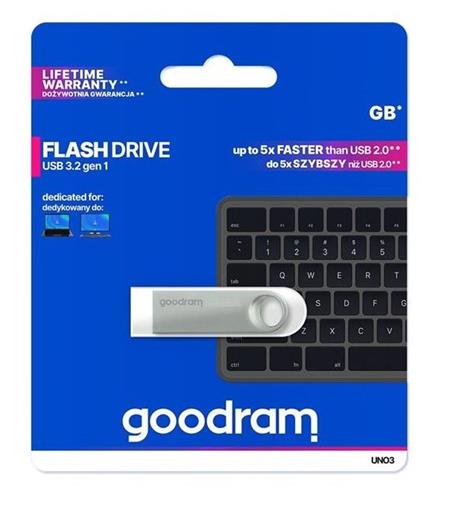 GoodRam Flash Disk UNO3 128GB, USB 3.2 Gen1, stříbrná