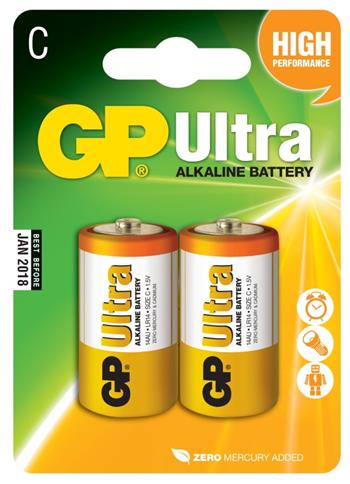 GP Alkalická baterie Ultra LR14 (C), 2 ks v blistru