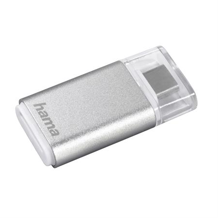 Hama čtečka karet USB 3.1 typ C, OTG , microSD, stříbrná