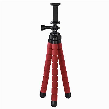 Hama mini stativ 'Flex 2v1' pro smartphone a GoPro kamery, 26 cm, červený, krabička