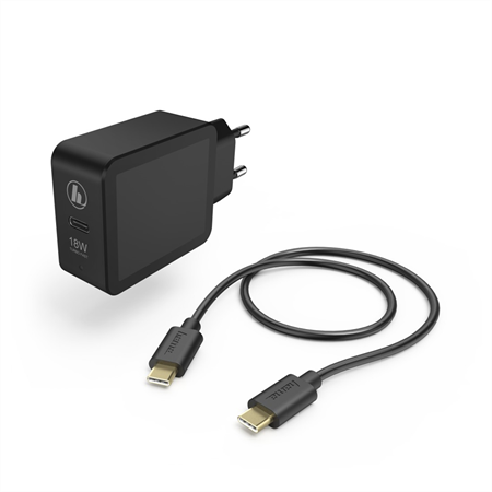 Hama set rychlá USB nabíječka USB-C PD/QC 3.0 18 W + kabel USB C-C 1,5 m