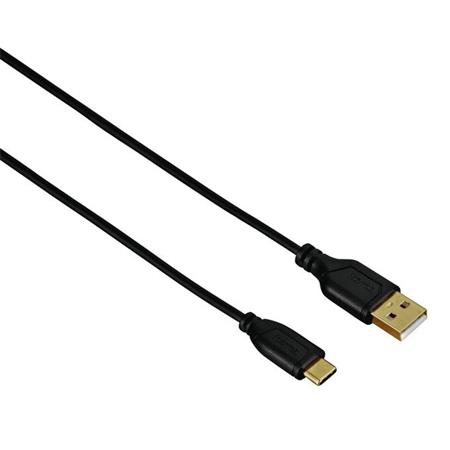 Hama USB-C kabel Flexi-Slim, typ A vidlice - typ C vidlice, 0,75 m, černý