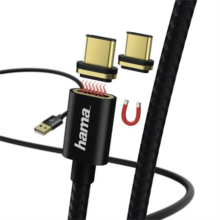 Hama USB-C kabel Magnetic, A vidlice - typ C vidlice magnetická, 1 m