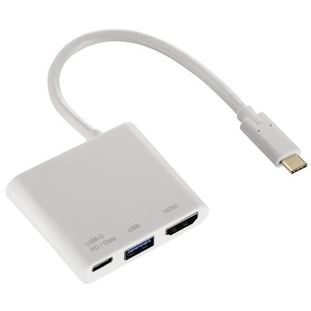 Hama USB-C PD Multiport adaptér na HDMI, 1x USB typ A, 1x USB typ C (1x3)