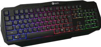 Herní klávesnice C-TECH Arcus (GKB-15), casual gaming, CZ/SK, duhové podsvícení, USB