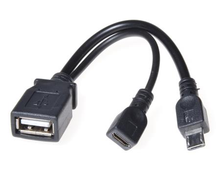 PremiumCord USB redukce kabel USB A/female+Micro USB/female - Micro USB/male OTG; kur-18